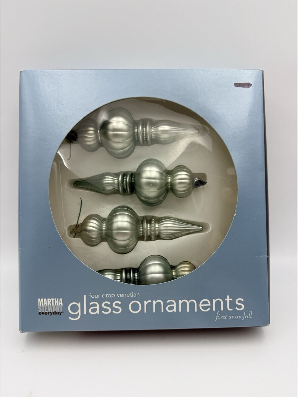 Martha Stewart Glass Ornaments Set Of 4 W Box